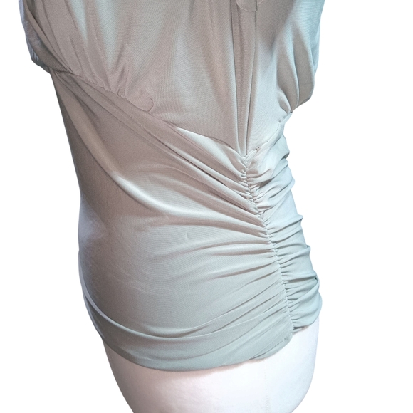 NWT Mynta Elegant Blouson Blouse in Light Green Women's S Petite Faux Wrap Top - Picture 6 of 10